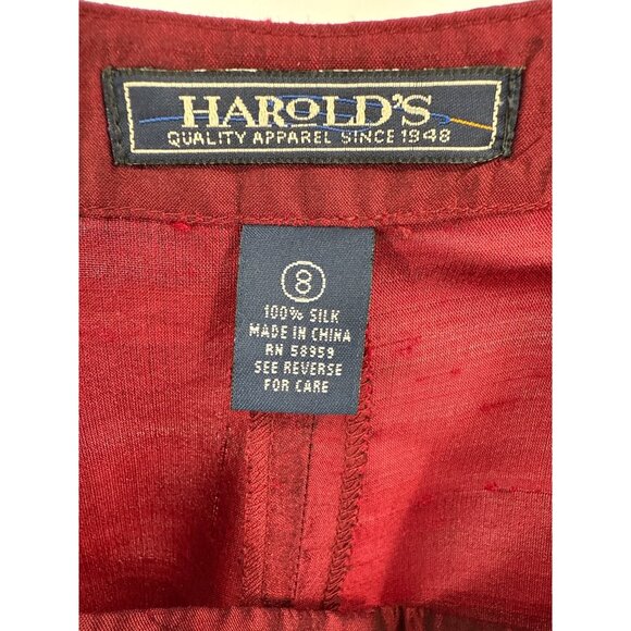 Harolds Womens Silk Trousers Size 8 Red Made In China - Picture 6 of 9